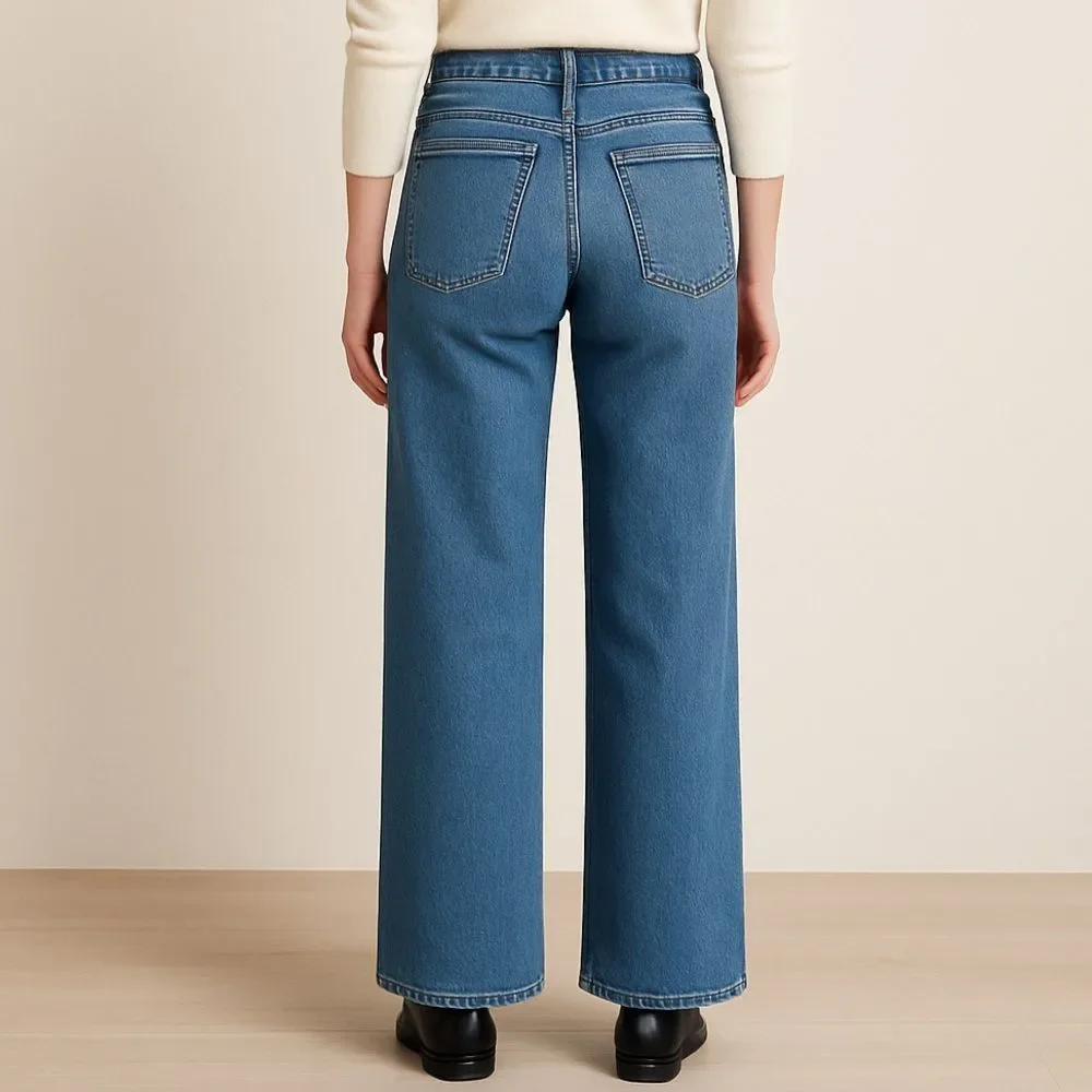 NWT J. Crew Full Length Wide-Leg Jeans Womens Size 30 Button Fly All-Day Stretch